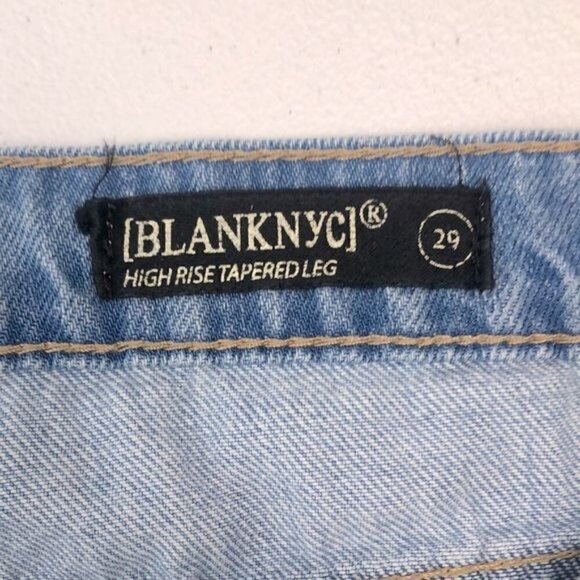 Blank NYC Jeans High Rise Tapered Leg Light Wash Faded Cotton Denim 29 - Picture 10 of 10